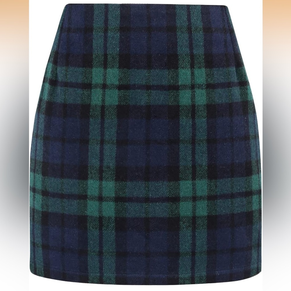 Classic Plaid Pencil Skirt in Navy & Forest Green